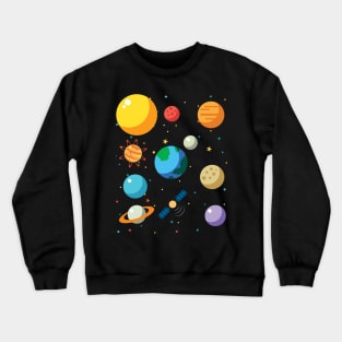 Solar System Outer Space T-shirts Astronaut Camp Explorer Crewneck Sweatshirt